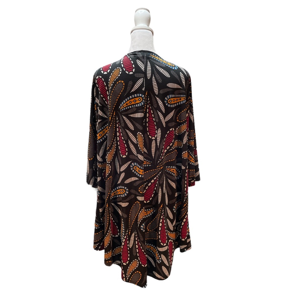 LuLaRoe Black Multi-Color Paisley Print Open Front Short Sleeve Cardigan Size S - Picture 7 of 12